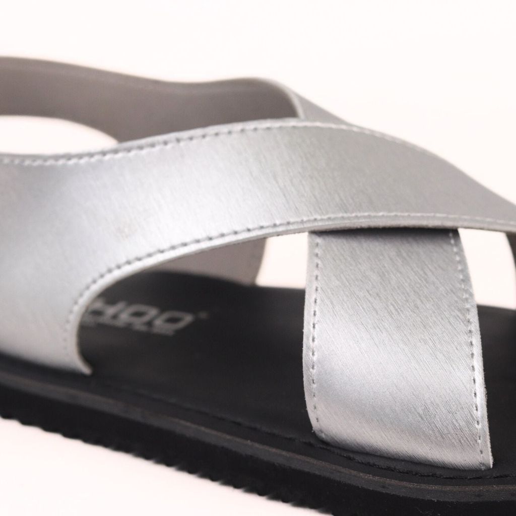 Dép Sandal Daily Trek Sandal (Sandal đi bộ đường dài) Nam quai chéo Bạc lót da premium Felix HISHOO P002