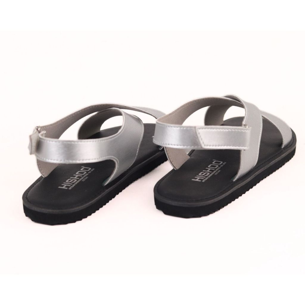 Dép Sandal Daily Trek Sandal (Sandal đi bộ đường dài) Nam quai chéo Bạc lót da premium Felix HISHOO P002