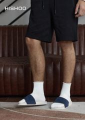 Dép quai ngang Nubuck Xanh navy HISHOO U111