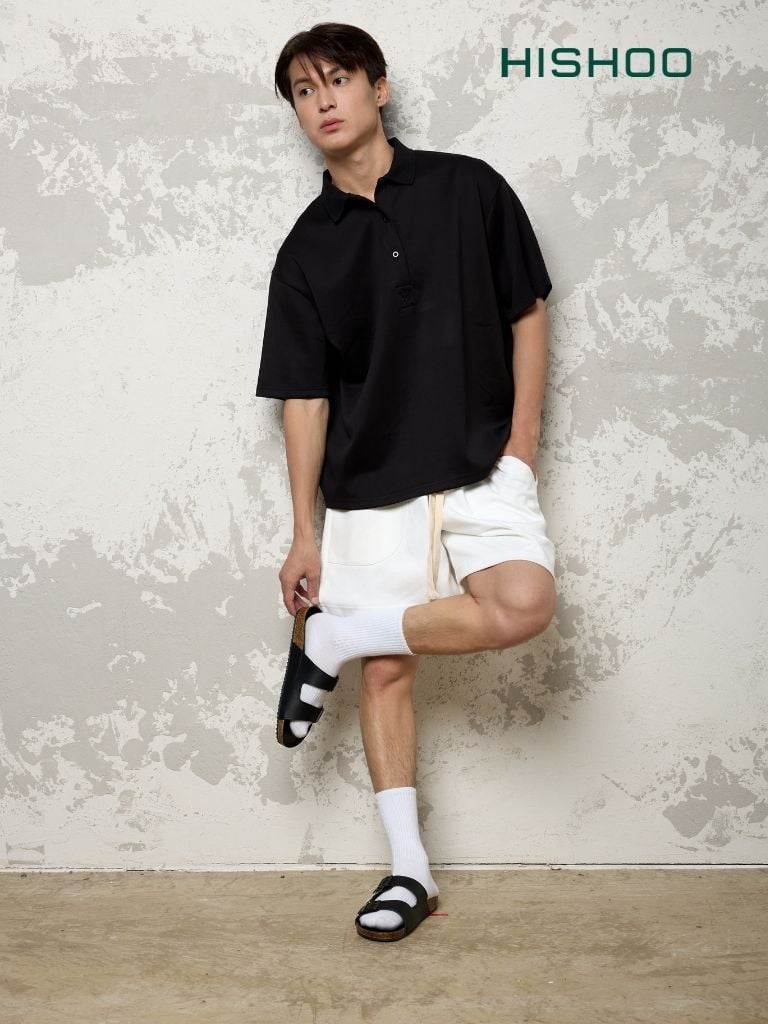 Dép đế trấu birken quai ngang 2 khoá MẶT ĐEN da bò HISHOO M093