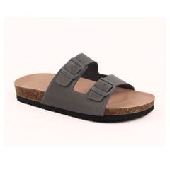 Dép đế trấu birken 2 khoá Xám Ghi Saffiano premium HISHOO B093