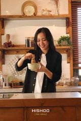 Áo Sơ Mi Nút Gỗ Tay Dài Nữ Relax Form Rộng, Cổ Tàu Vuông, Lai Ngang Linen Solene Vải Mềm Mát HISHOO A2G002