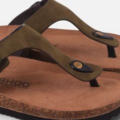 Dép đế trấu birken quai ngang xỏ ngón da lộn premium HISHOO H116