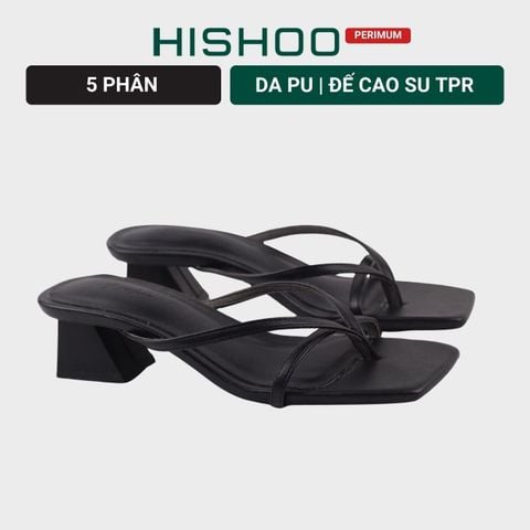 Giày Cao Gót Nữ 5cm Quai Mảnh Đế Vuông Hishoo S012