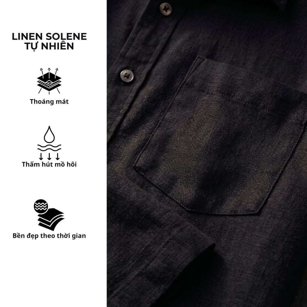 Áo Sơ Mi Nam Relax Form Rộng, Cổ Thường, Lai Ngang Linen Solene Vải Mềm Mát HISHOO A1T003