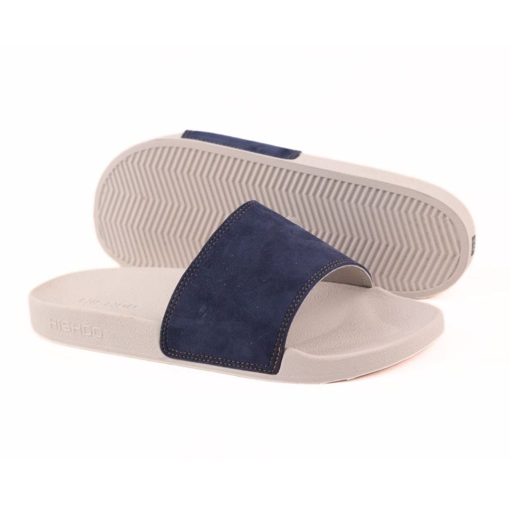 Dép quai ngang Nubuck Xanh navy HISHOO U111