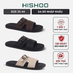 Dép lê bệt Nam quai ngang 1 khóa lót da premium Manto 6 HISHOO W003