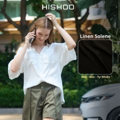 Áo Sơ Mi Nữ Relax Form Rộng Linen Solene Vải Mềm Mát HISHOO AG002