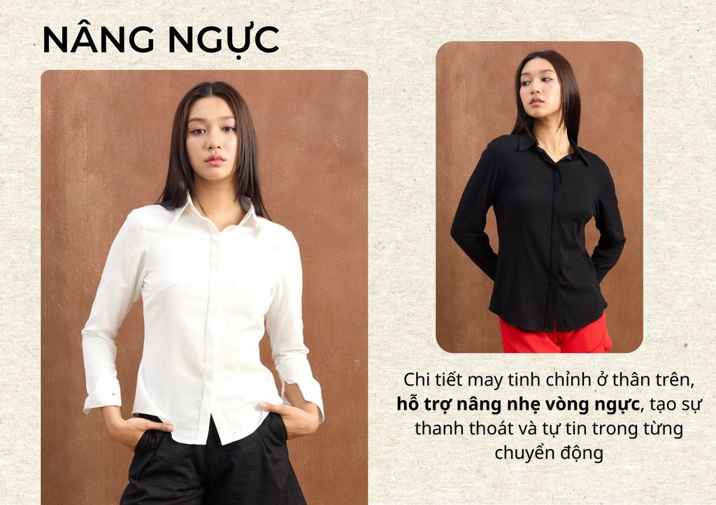 Áo Sơ Mi Nữ Công Sở Linen Solene Cổ Hạ Lưng Form Slim, Chiết Eo Nhẹ, Vải Mềm Mát HISHOO AG001
