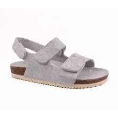 Dép đế trấu sandal birken quai ngang xé dán vải dạ Premium HISHOO B110