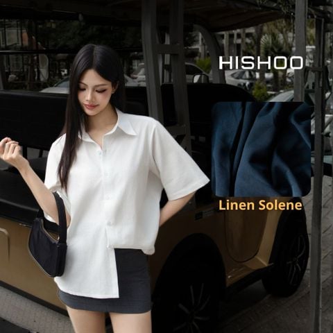 Áo Sơ Mi Nữ Trắng Relax Form Rộng, Cổ Thường, Lai Ngang Linen Solene Vải Mềm Mát HISHOO A1G003