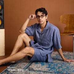 Áo Sơ Mi Nam Relax Form Rộng, Cổ Danton, Lai Ngang Linen Solene Vải Mềm Mát HISHOO A1T004