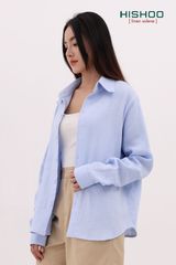 Áo Sơ Mi Tay Dài Nữ Relax Form Rộng, Cổ Thường, Lai Ngang Linen Solene Vải Mềm Mát HISHOO A2G003