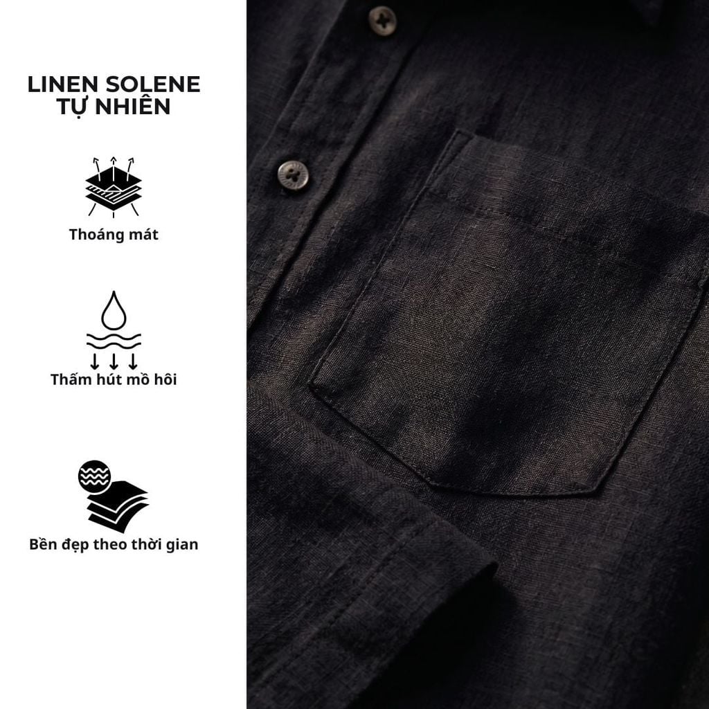 Áo Sơ Mi Nam Nút Gỗ Relax Form Rộng, Cổ Thường, Lai Ngang Linen Solene Vải Mềm Mát HISHOO A1T003