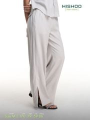 Quần dài Linen Nữ Lưng Thun, Xẻ Tà Hishoo basic mặc đi chơi, đi làm HISHOO Q3G001