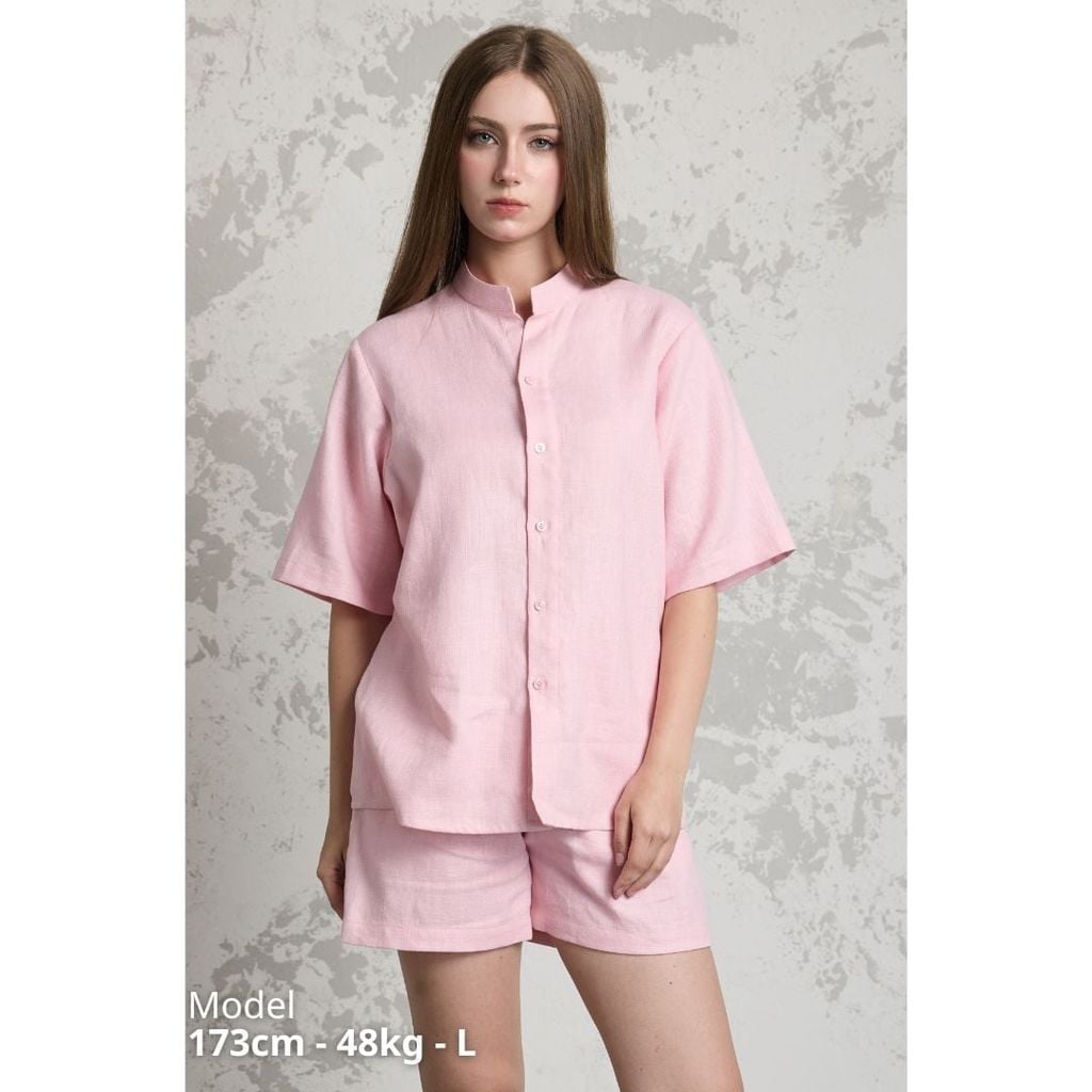 Quần short nữ Linen Solene HISHOO Thoáng mát giữ form mặc đi chơi đi làm Q1G001