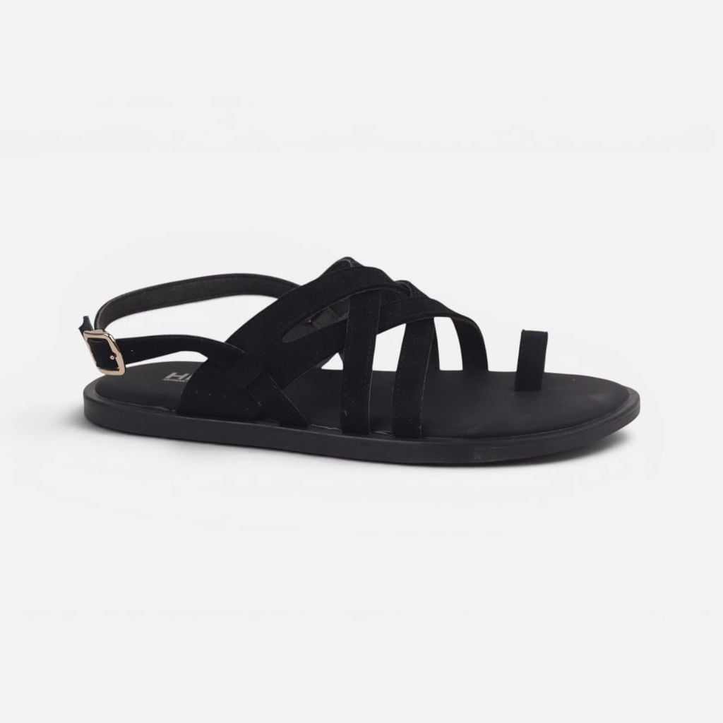 Dép Sandal lê bệt Nam quai ngang chéo xỏ ngón da lộn premium Manto 6 HISHOO K010
