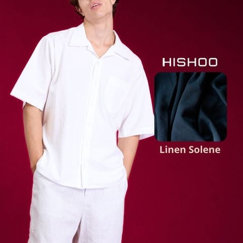 Áo Sơ Mi Trắng Nam Relax Form Rộng, Cổ Danton, Lai Ngang Linen Solene Vải Mềm Mát HISHOO A1T004
