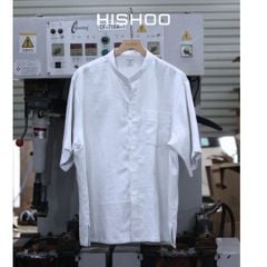 Áo Sơ Mi Nam Relax Form Rộng, Cổ Tàu Vuông, Lai Ngang Linen Solene Vải Mềm Mát HISHOO A1T002