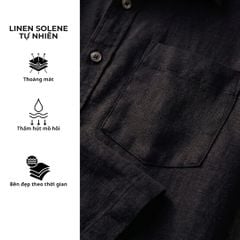 Áo Sơ Mi Rêu Nút Gỗ Nam Tay Dài Relax Form Rộng, Cổ Thường, Lai Ngang Linen Solene Vải Mềm Mát HISHOO A2T003