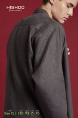 Áo Sơ Mi Nam Tay Dài Relax Form Rộng, Cổ Tàu Tròn, Lai Ngang Linen Solene Vải Mềm Mát HISHOO A2T001