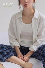Quần dài Caro Linen Nữ Lưng Thun, Hishoo basic mặc đi chơi, đi làm HISHOO Q3G001