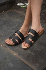 Dép đế trấu birken Chữ H Sandal quai ngang bản premium HISHOO B104
