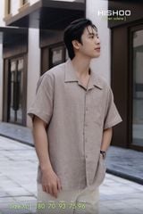 Áo Sơ Mi Nam Relax Form Rộng, Cổ Danton, Lai Ngang Linen Solene Vải Mềm Mát HISHOO A1T004
