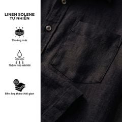 Áo Sơ Mi Nam Tay Dài Relax Form Rộng, Cổ Polo Tàu Vuông, Xẻ V Linen Solene Vải Mềm Mát HISHOO A3T002