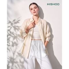 Áo Sơ Mi Tay Dài Nữ Relax Form Rộng, Cổ Thường, Lai Ngang Linen Solene Vải Mềm Mát HISHOO A2G003