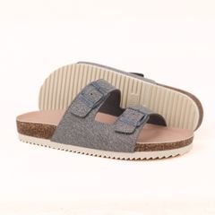 Dép đế trấu birken 2 khóa Xám Demin Khóa Xám Premium HISHOO B093