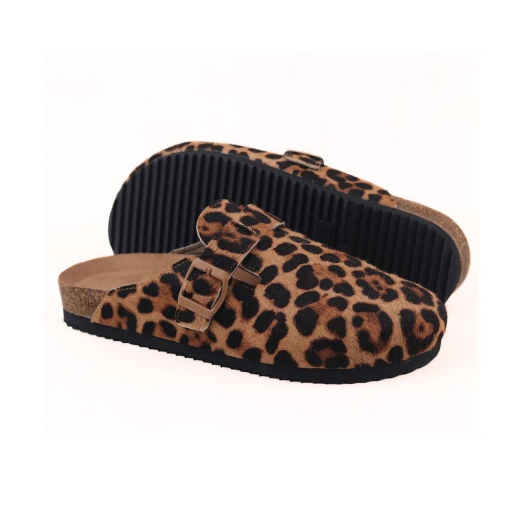 Dép đế trấu sục Boston quai ngang Da Beo Cowhide HISHOO H109