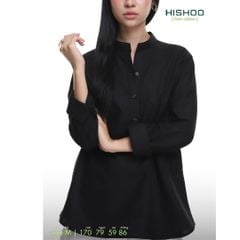Áo Sơ Mi Nữ Tay Dài Relax Form Rộng, Cổ Polo Tàu Vuông, Xẻ V Linen Solene Vải Mềm Mát HISHOO A3G002