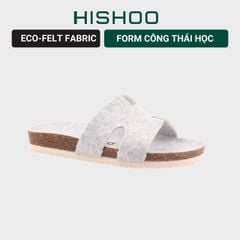 Dép đế trấu birken chữ H vải dạ Premium HISHOO B095