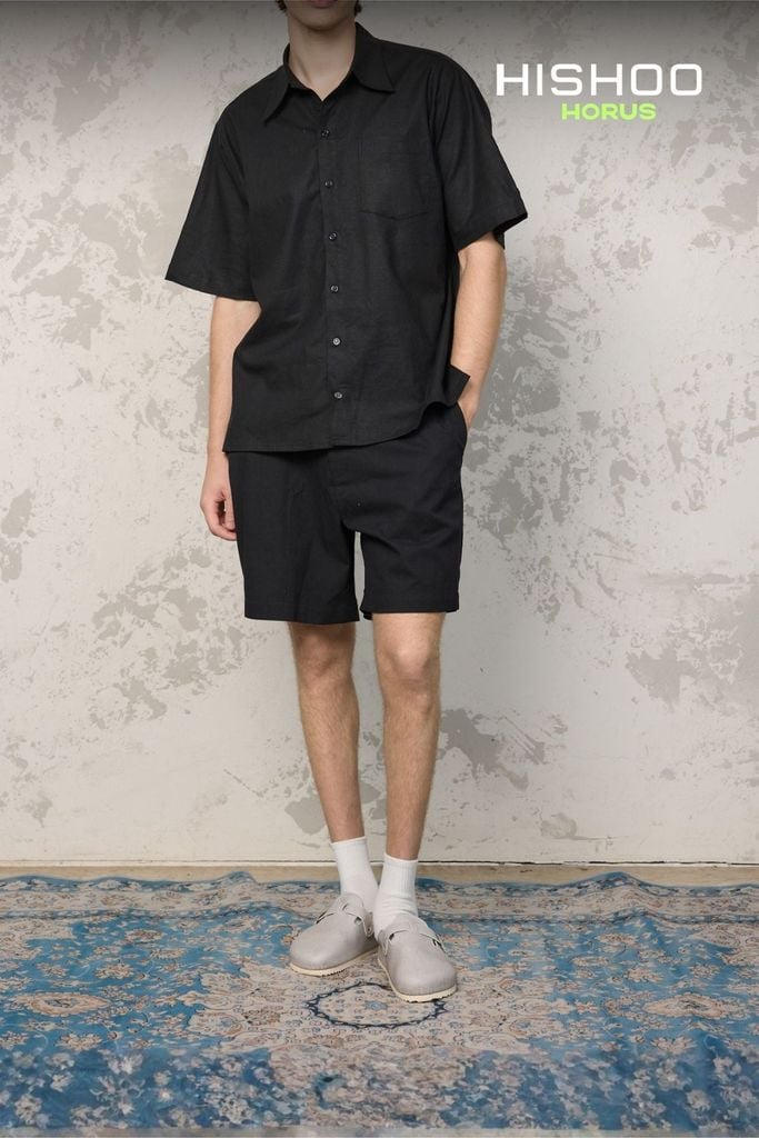 Dép đế trấu sục Boston quai ngang xám Demin Premium HISHOO B109