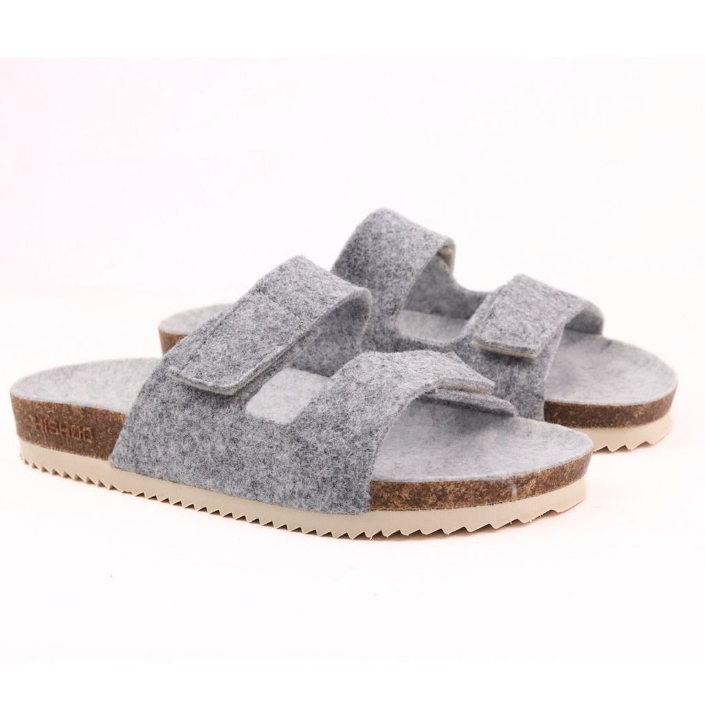 Dép đế trấu birken xé dán vải dạ Premium HISHOO B105