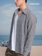 Áo Sơ Mi Caro Nút Gỗ Tay Dài Nam Relax Form Rộng, Cổ Thường, Lai Ngang Linen Solene Vải Mềm Mát HISHOO A2T003