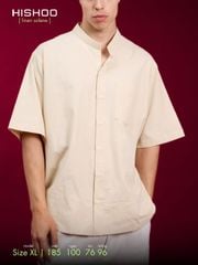 Áo Sơ Mi Nam Relax Form Rộng, Cổ Tàu Vuông, Lai Ngang Linen Solene Vải Mềm Mát HISHOO A1T002