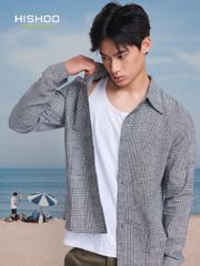 Áo Sơ Mi Caro Nút Gỗ Tay Dài Nam Relax Form Rộng, Cổ Thường, Lai Ngang Linen Solene Vải Mềm Mát HISHOO A2T003