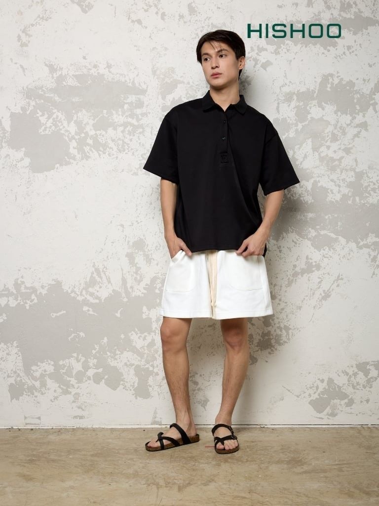 Dép đế trấu birken quai ngang xỏ ngón MẶT ĐEN da bò HISHOO M098