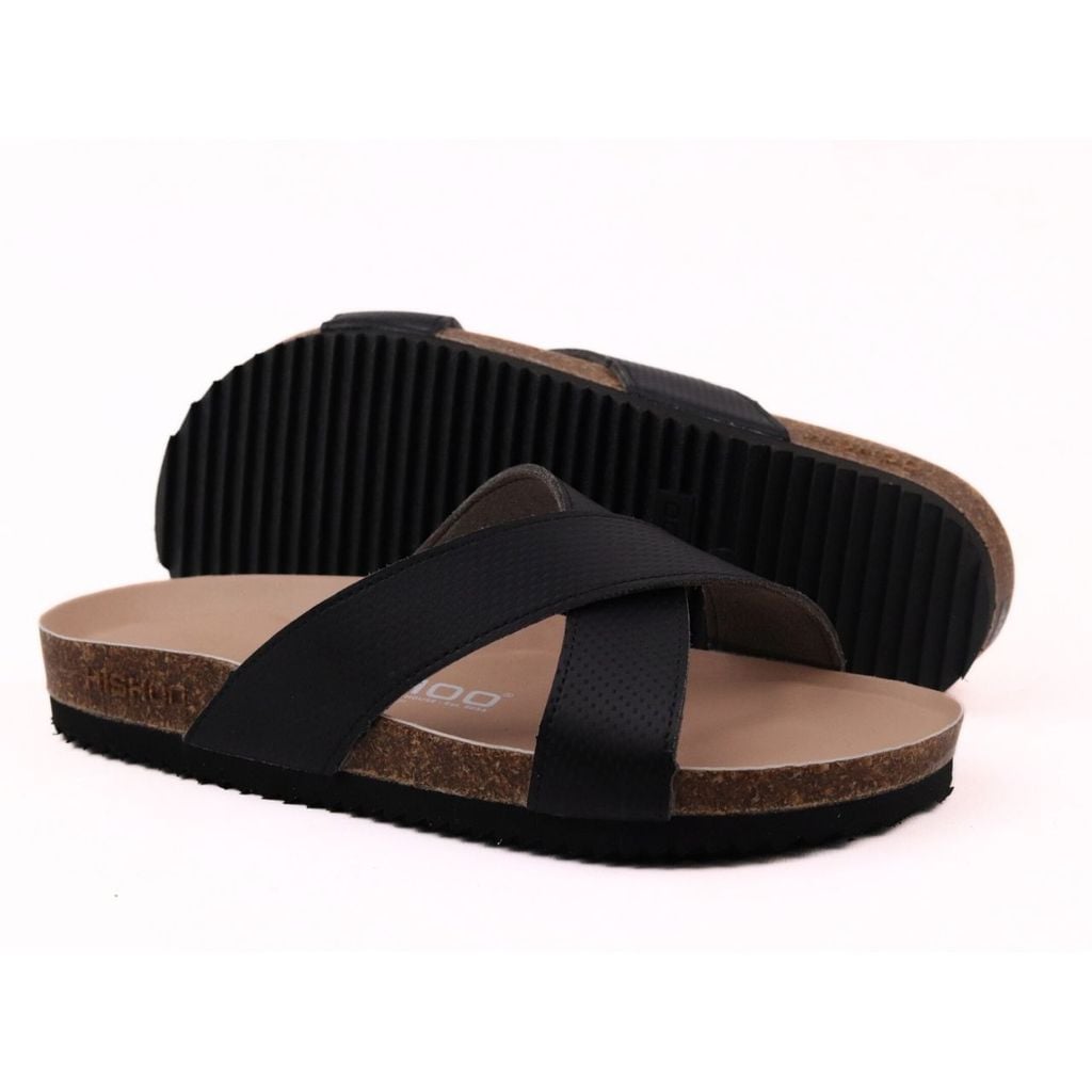 Dép đế trấu birken quai chéo Crosshatch Premium HISHOO B096