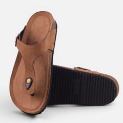 Dép đế trấu birken quai ngang xỏ ngón da lộn premium HISHOO H116