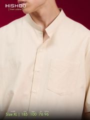 Áo Sơ Mi Nam Relax Form Rộng, Cổ Tàu Vuông, Lai Ngang Linen Solene Vải Mềm Mát HISHOO A1T002