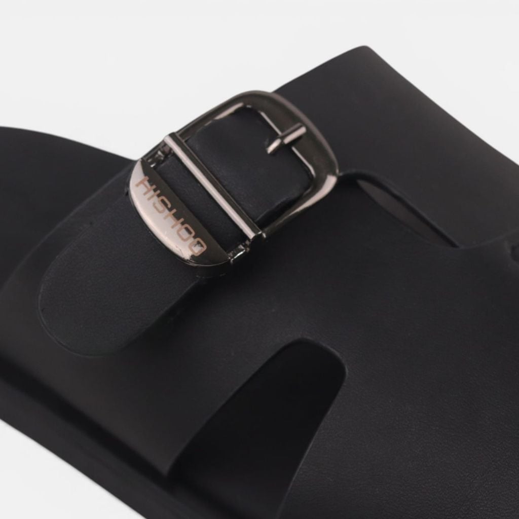 Dép lê bệt Nam quai ngang 1 khóa lót da premium Manto 6 HISHOO W003