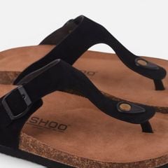 Dép đế trấu birken quai ngang xỏ ngón da lộn premium HISHOO H116