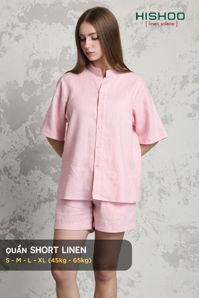 Quần short nữ Linen Solene HISHOO Thoáng mát giữ form mặc đi chơi đi làm Q1G001