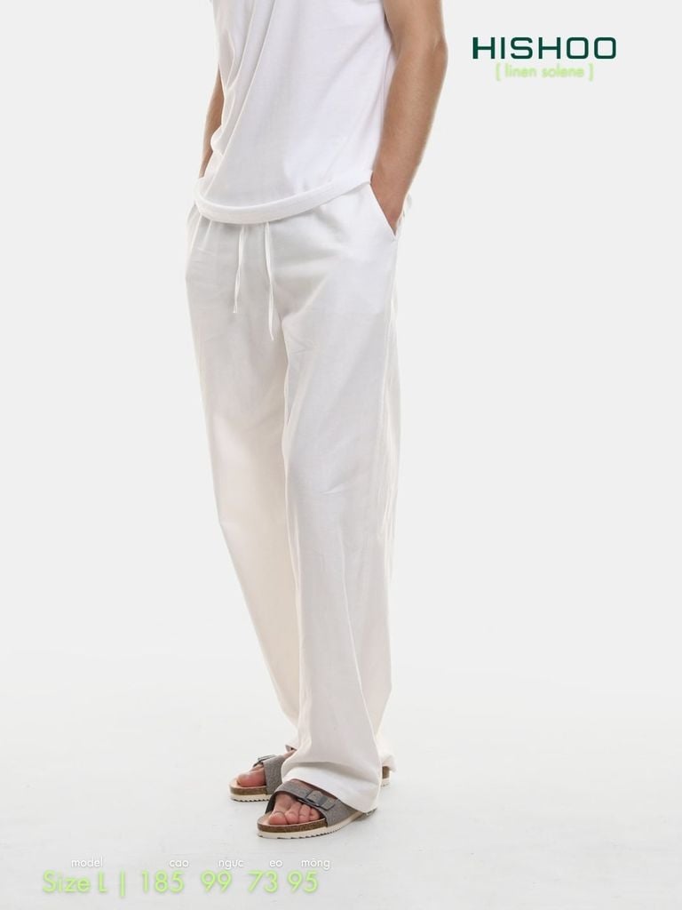 Quần dài nam Linen Solene HISHOO Thoáng mát giữ form mặc đi chơi đi làm Q3T001