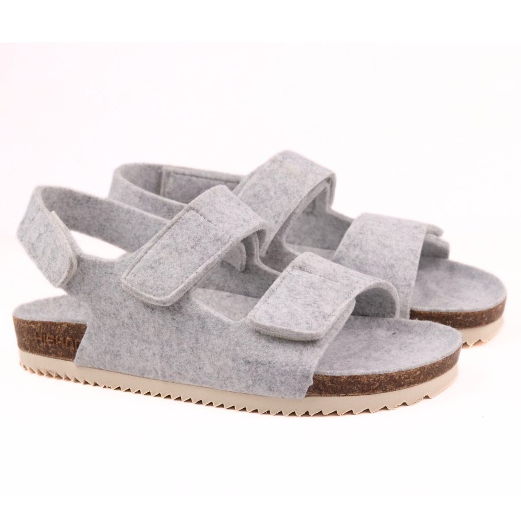 Dép đế trấu sandal birken quai ngang xé dán vải dạ Premium HISHOO B110