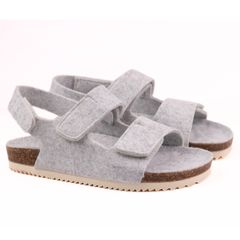 Dép đế trấu sandal birken quai ngang xé dán vải dạ Premium HISHOO B110