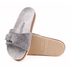 Dép đế trấu birken 1 khóa vải dạ Premium HISHOO B113